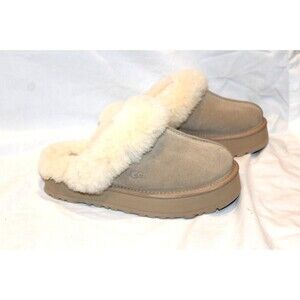 UGG DISQUETTE SUEDE SHEARLING WOMEN'S SLIPPERS WOMEN'S 8 SAND NEW